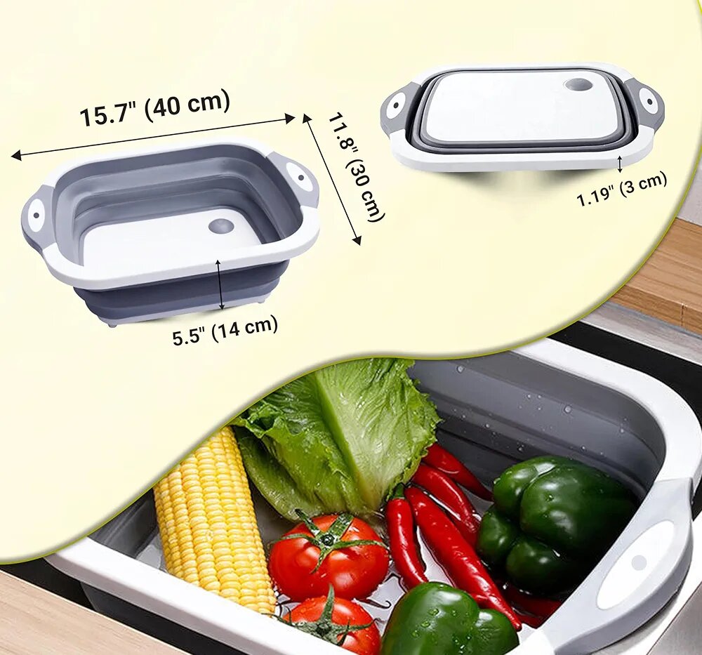 Foldable 3 in 1 Multifunction Chopping Board, Fruit & Vegeta
