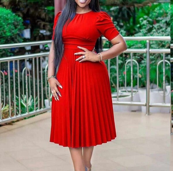 Pleated red dress