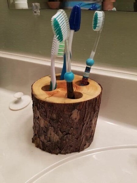 Wooden Brush holder.. tooth brush holder