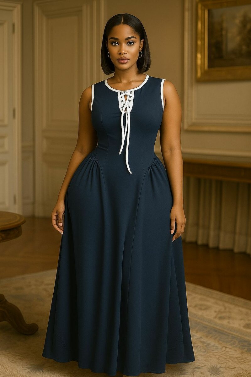 Robe Maxi Élégante Sans Manches