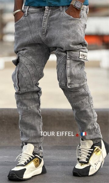 Jean cargo gris homme tendance