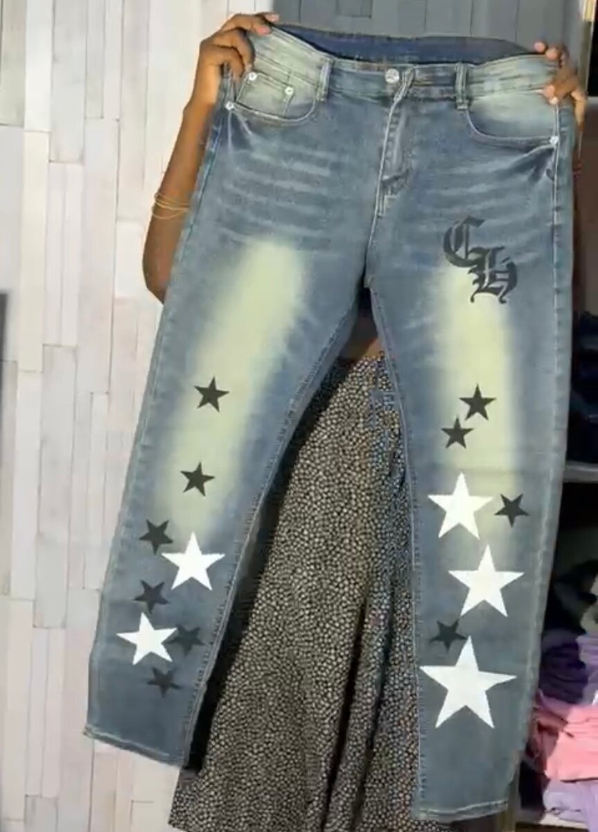 Jeans slim imprimé étoiles