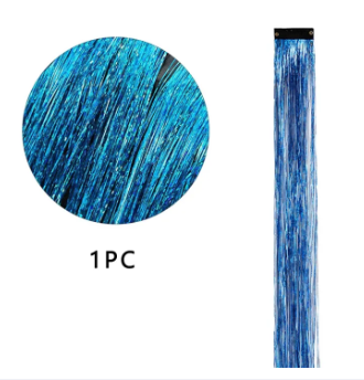 Clip In Hair Tinsel, Fairy Hair Tinsel Kit 48 CM Glitter Colorful Clip On Tinsel Hair Extensions for Girls Hair Accessories Part