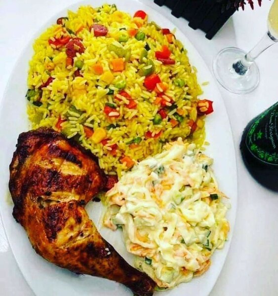 Nigeria fried rice and chicken/meat
