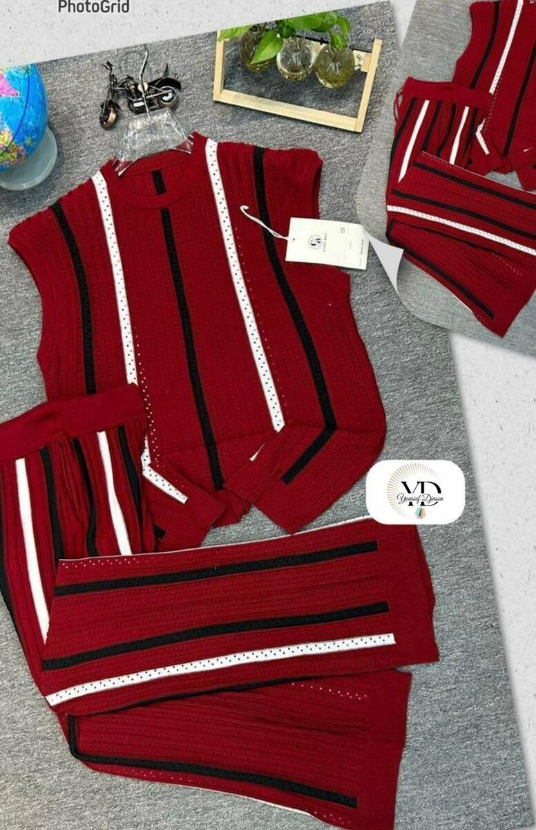 Ensemble tricoté rayé élégant