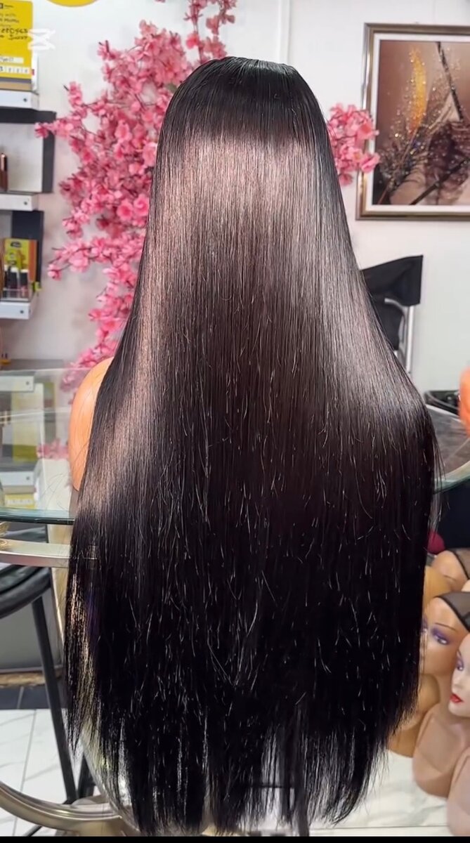 Silky straight long hair