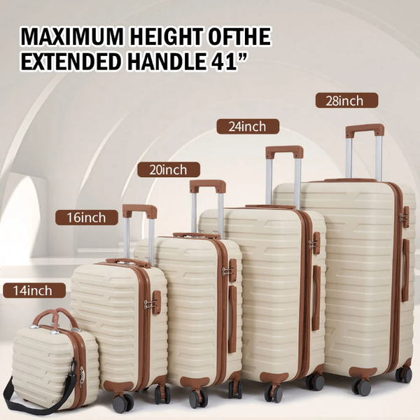 5sets anti crack luxury plastic travelling luggages