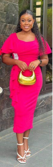 Dress bright pink, elegant, short sleeve, size s-2xl