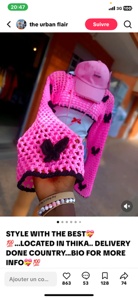 Pull crochet papillons