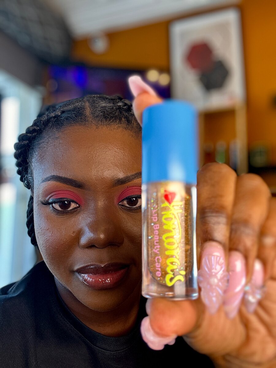 Deep orange glitter lipgloss