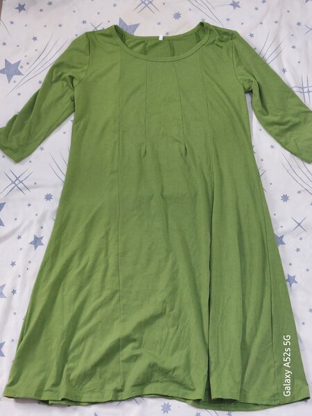 Robe verte évasée en coton