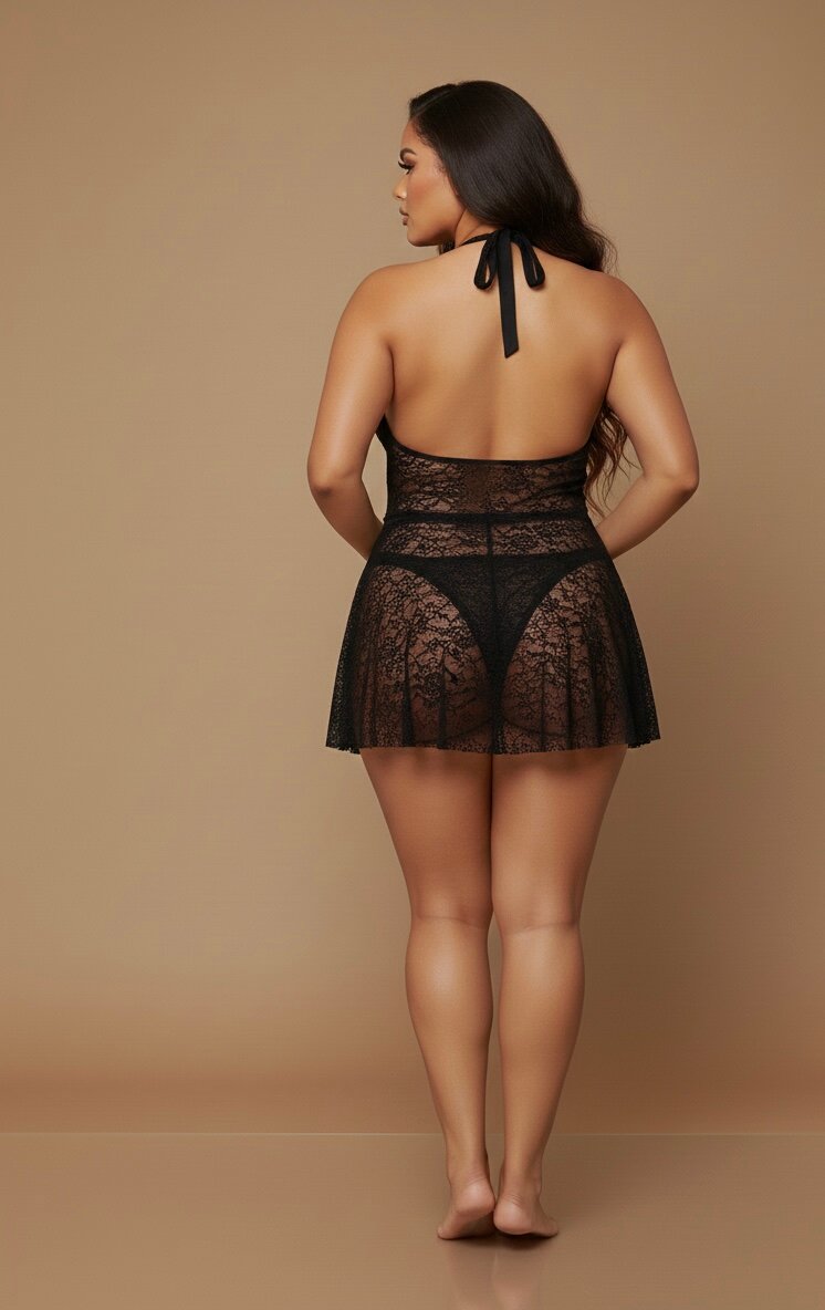 Nuisette en dentelle noire