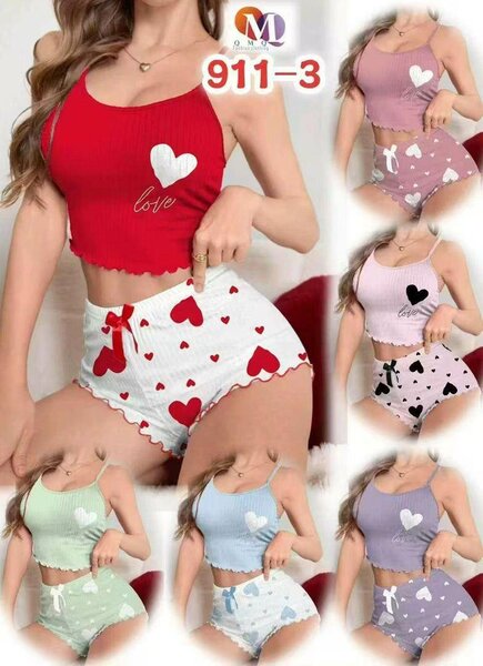 Ensemble pyjama cœur femme