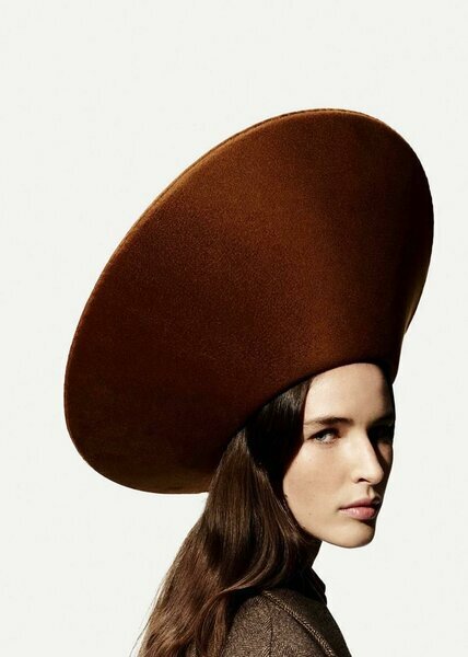 Oversized brown designer hat