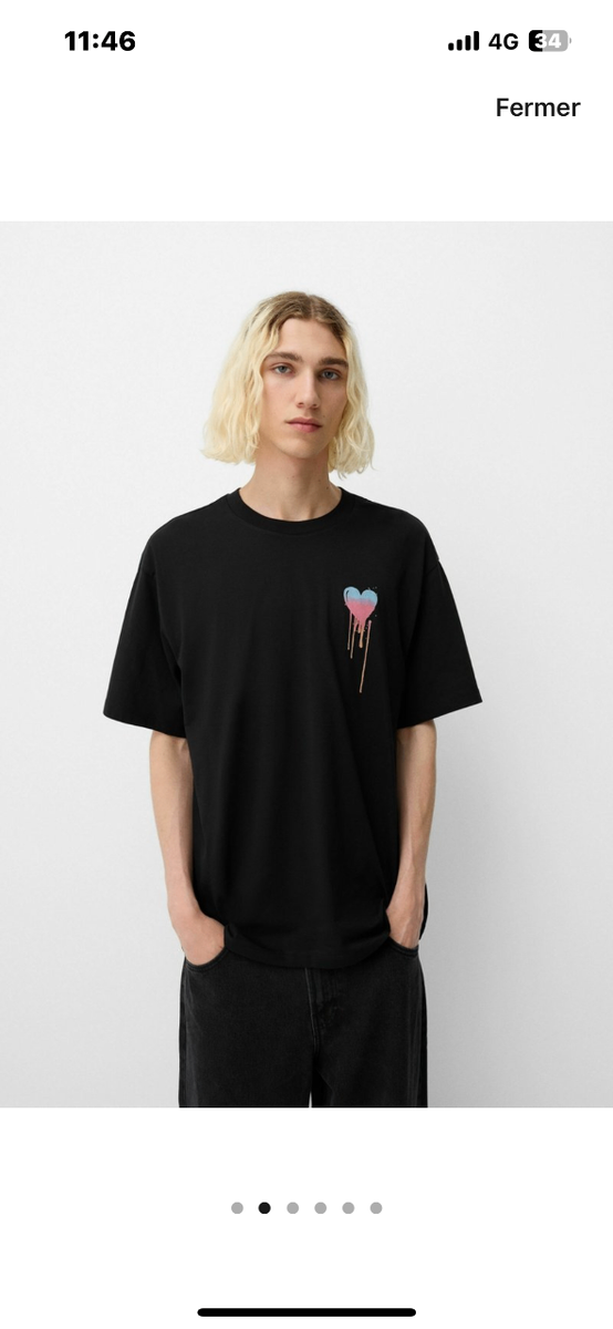 T-shirt noir cœur imprimé