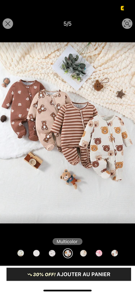 Pyjamas pour bébés en coton doux