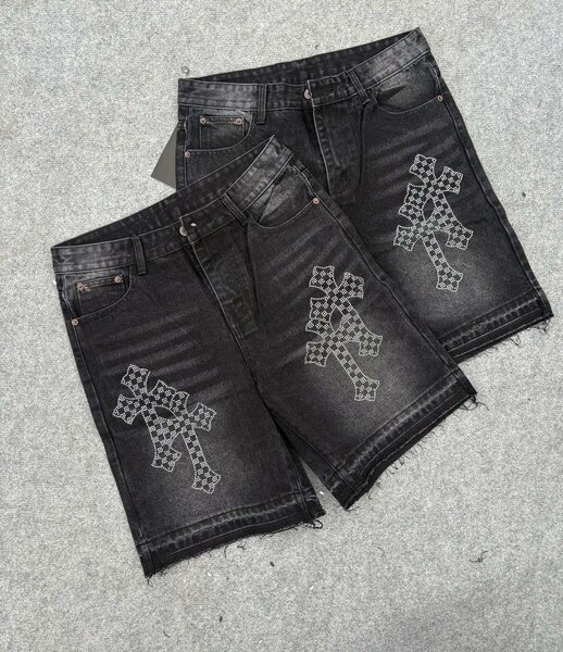 Shorts en Jean avec Croix Détail