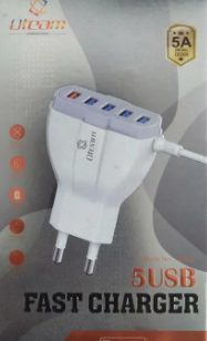 Oteam Fast Charger 5USB Ports 5Amp Charger Universal USB 