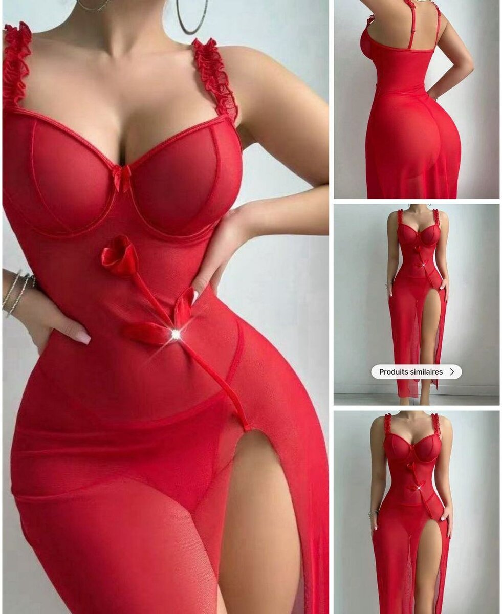 Robe en dentelle rouge sexy
