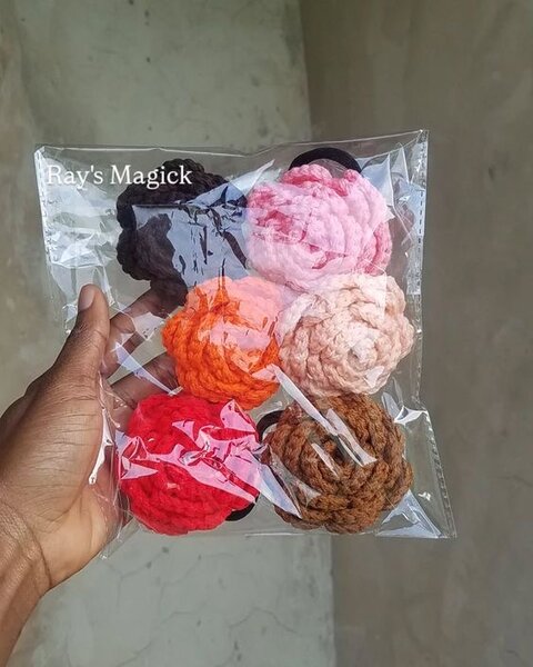 Lot de chouchous crochet multicolores