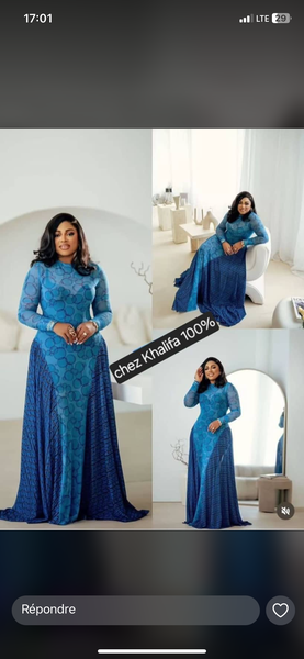 Robe longue élégante bleue