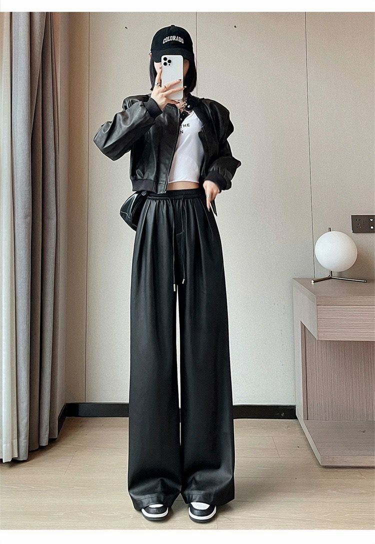 Черные кожаные брюки из экокожи с начесом