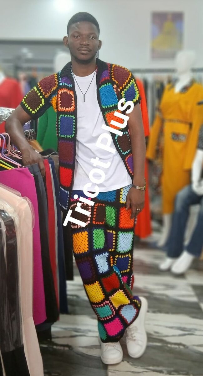 Ensemble tricot multicolore homme