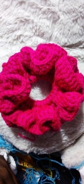 Chouchou en laine rose vif