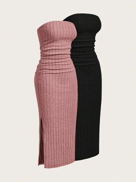 Robe tube côtelée élégante
