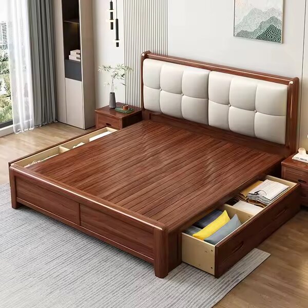 Lit en bois massif avec rangement