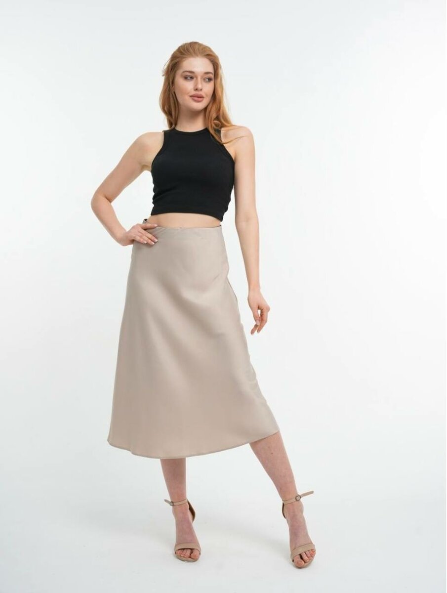 Атласная юбка миди