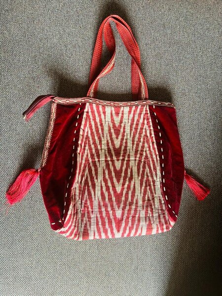 Сумка ручной работы, сделан из бархата и атласа, бу