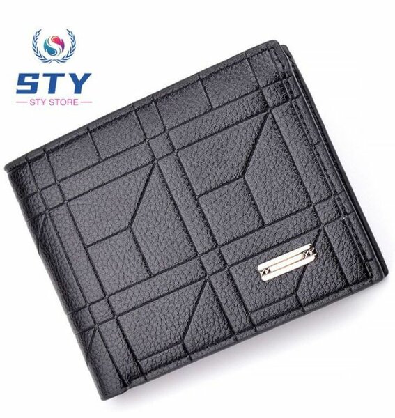 Men Geometric Pattern Billfold Business Wallets Horizontal C