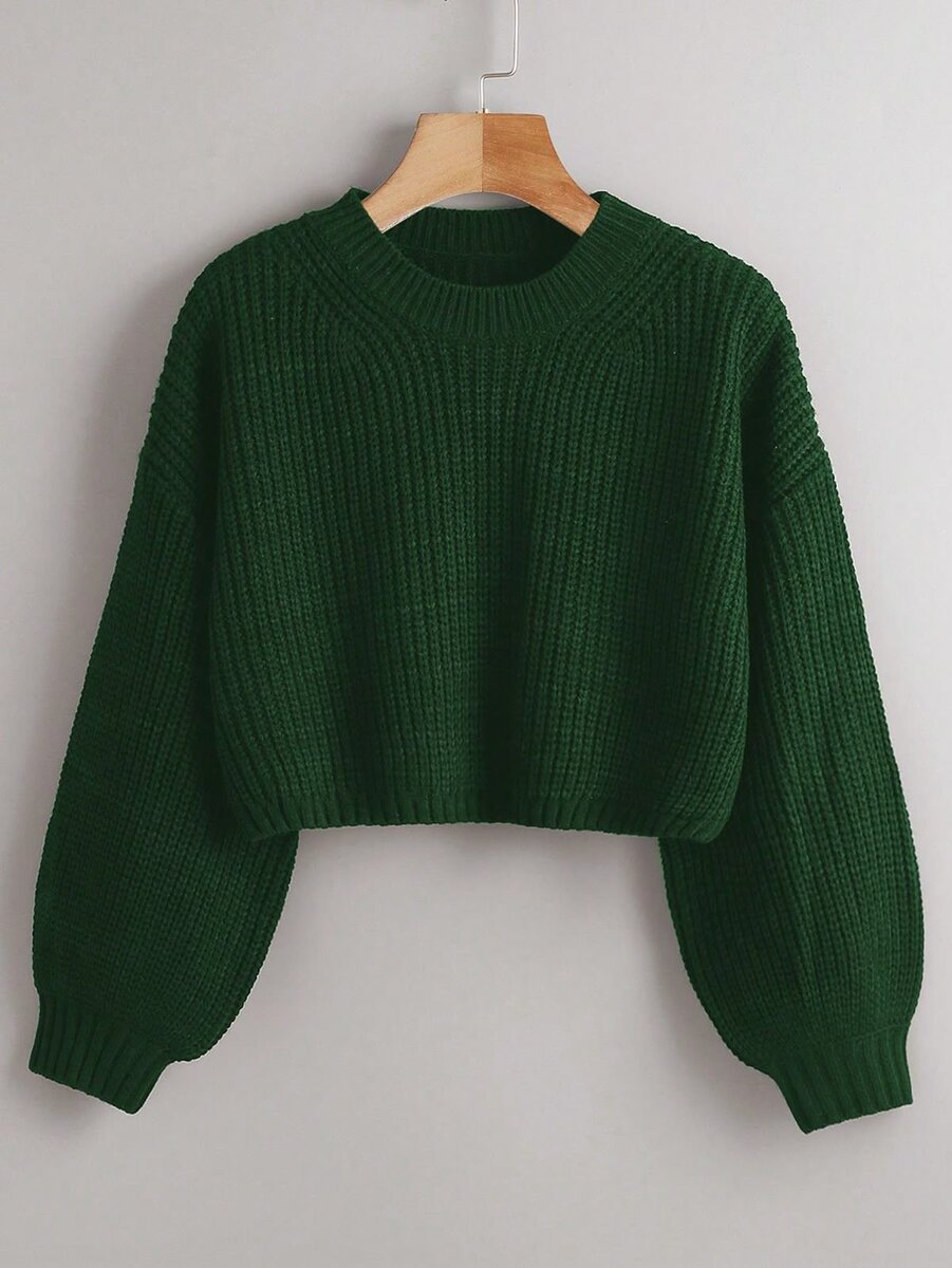 Pull court en maille vert