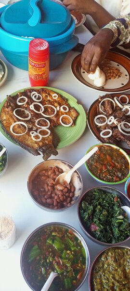 Tbone and roasted fish