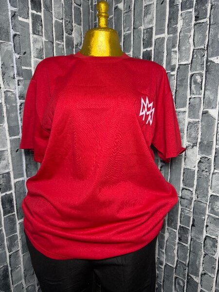 T-shirt rouge unisexe col rond