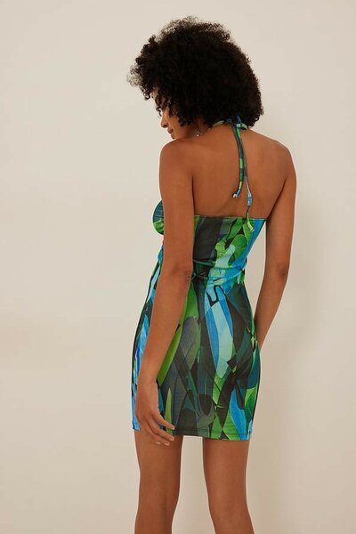 Blue Green Keyhole Dress