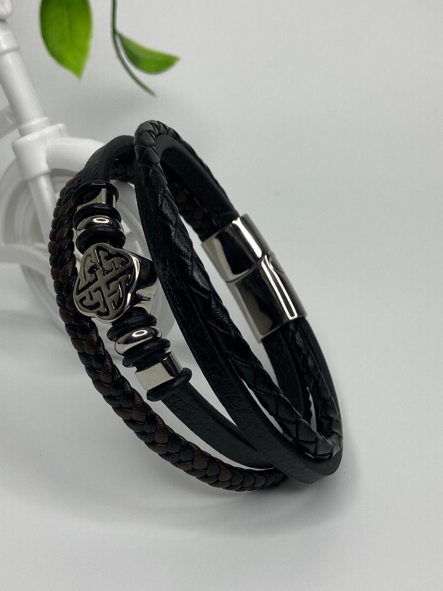 Mens Steel-Leather Bracelets