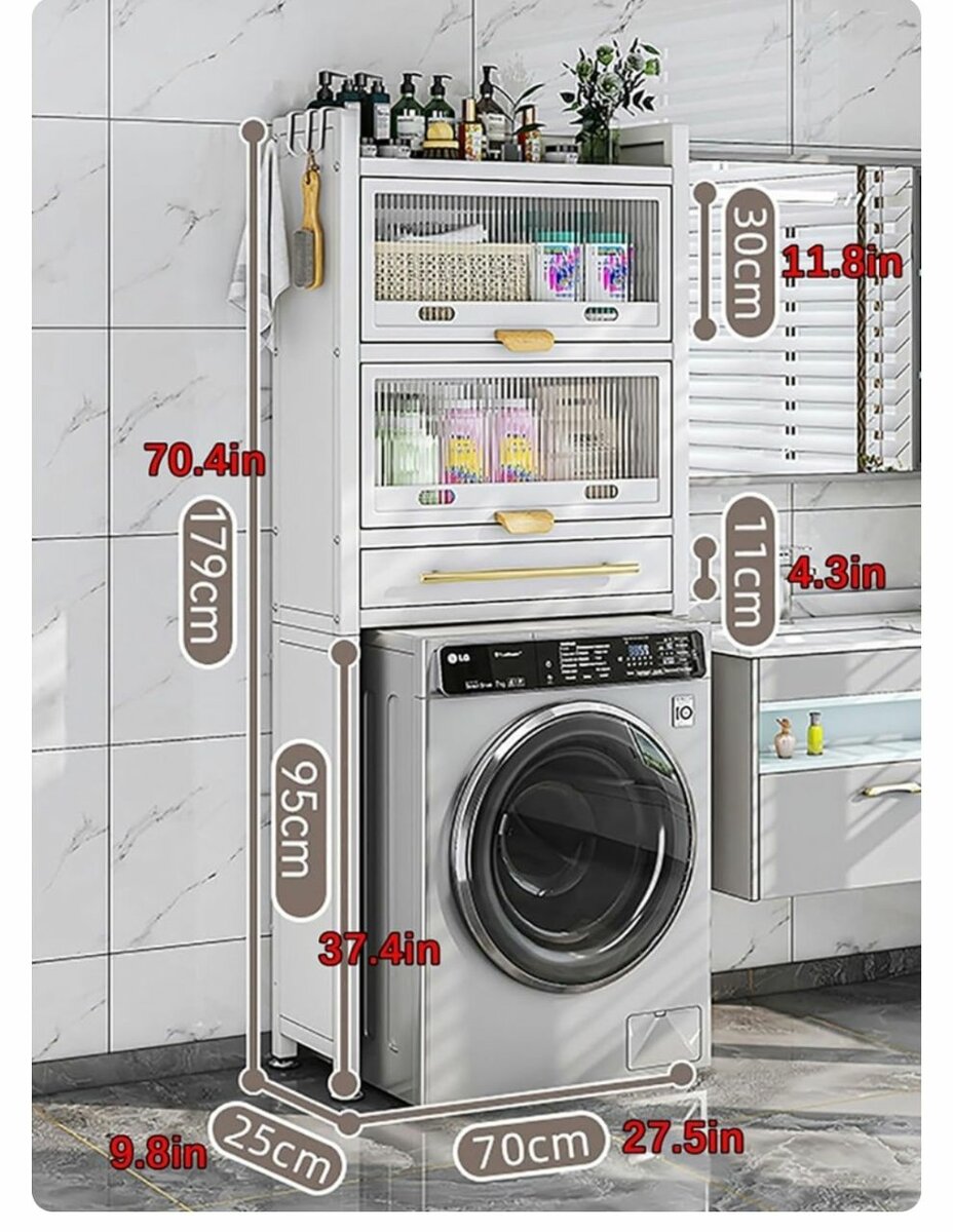 4-LAYER STAINLESS STEEL FRAME FLIP-UP DOOR LAUNDRY ROOM