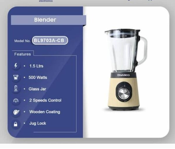 NASCO 500WATTS BLENDER WITH WOODEN COATING