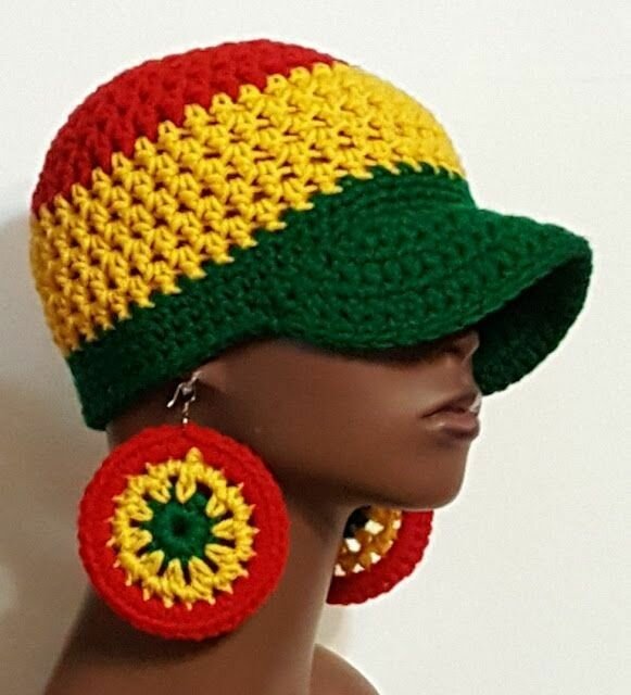 Crochet hat & earrings set