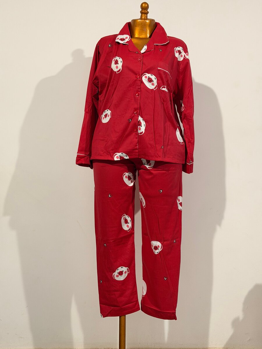 Pyjama rouge à motifs pandas