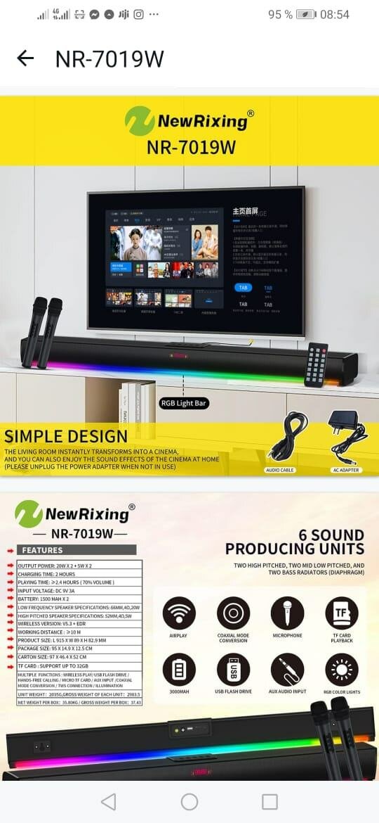 Barre de son newrinxing 7019w