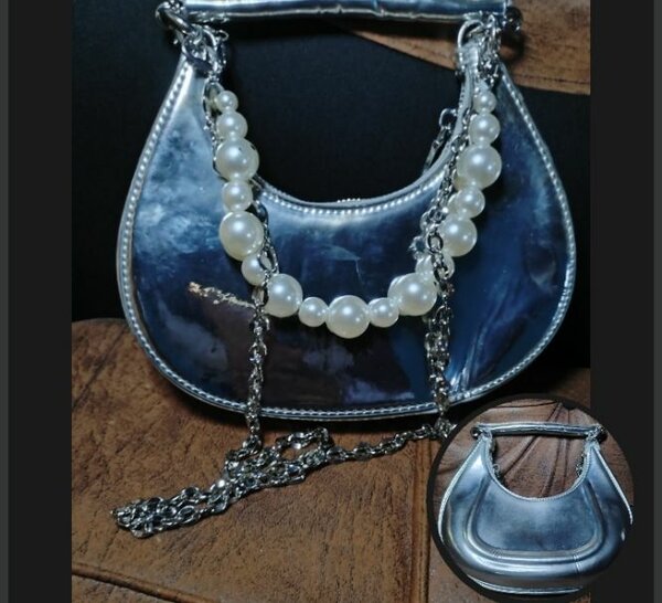 Sac à main métallisé perles