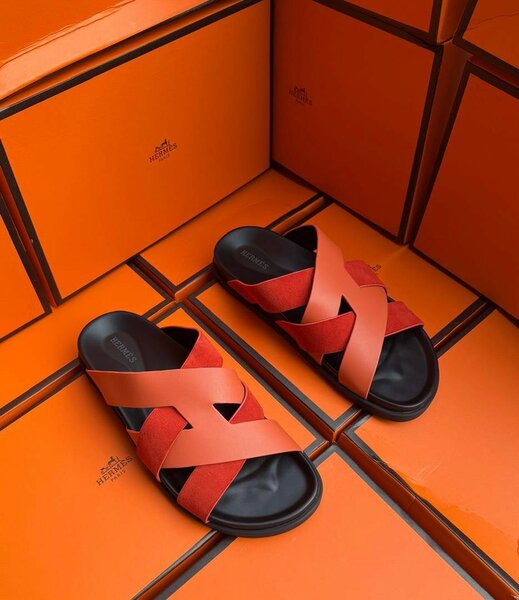 Sandales en cuir croisé homme