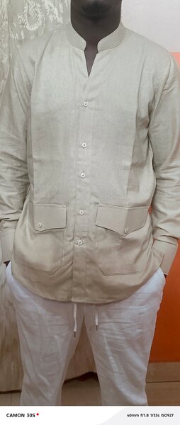 Chemise en lin beige homme