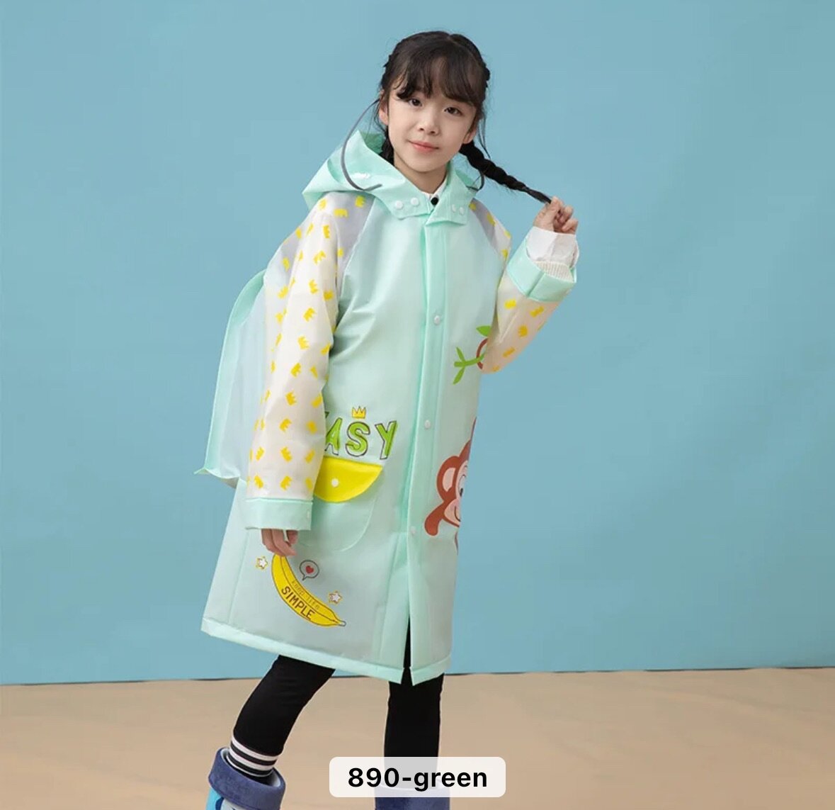 Cartoon characters raincoat with backpack cover