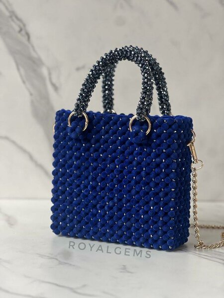 Sac en perles bleues élégantes