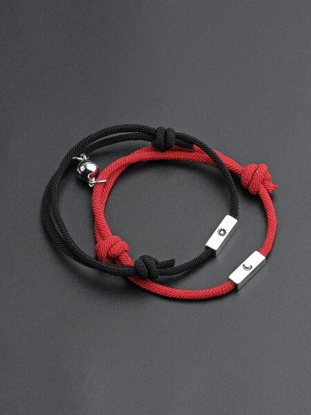 Bracelets corde duo rouge noir