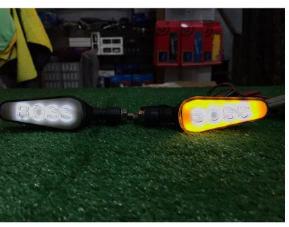 Bike Universal Indicator BOSS Style White Parking & Yellow Running Indicator Style 2 Pcs